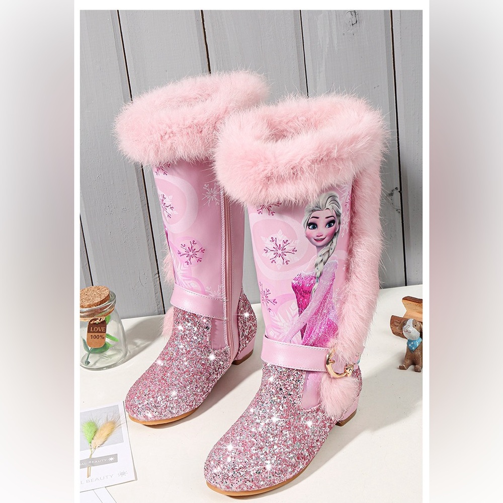 Pink Glitter Kids Boots